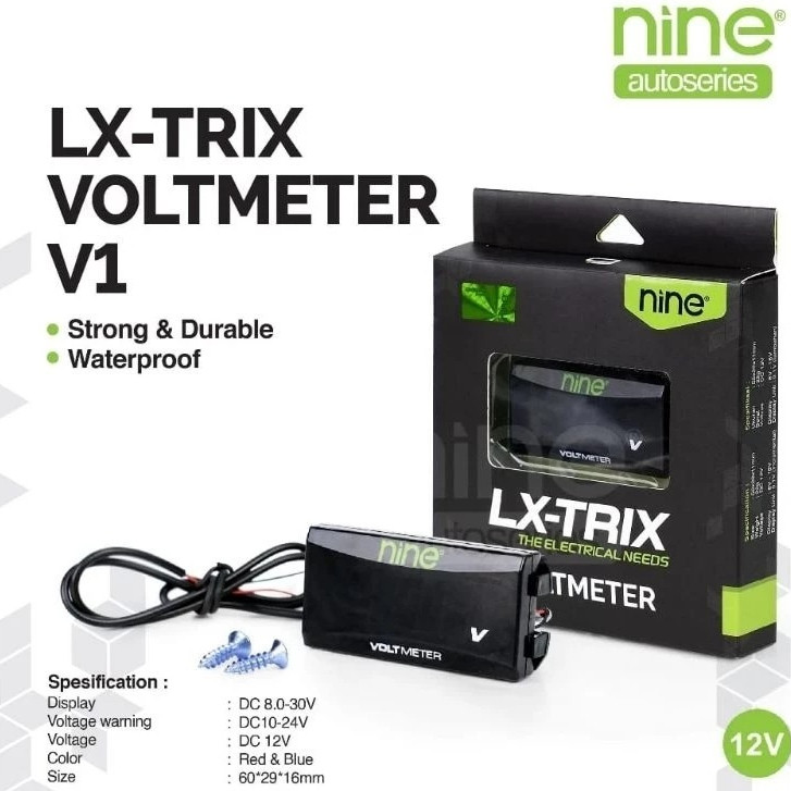 LX-TRIX Voltmeter Nine Ampere Aki Motor Digital 12V Waterproof Accu Meter Universal V1 Nine Autoseri