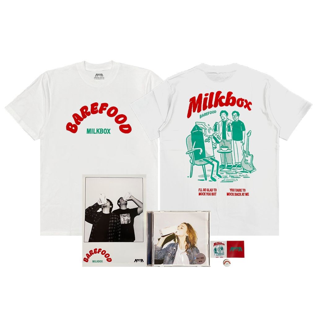 <Kaos Katun> Bundling BAREFOOD - Milkbox Special Edition (Tshirt, CD, Poster, Sticker & Pin) Officia