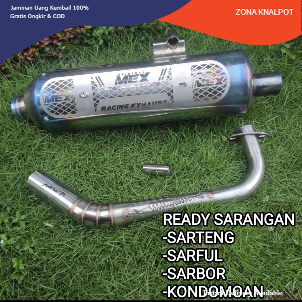 KNALPOT ALA ALA ARM STANDAR RACING ORIGINAL MEX RACING LUSTER V2  INLET 38MM UNTUK ALL MOTOR MATIC