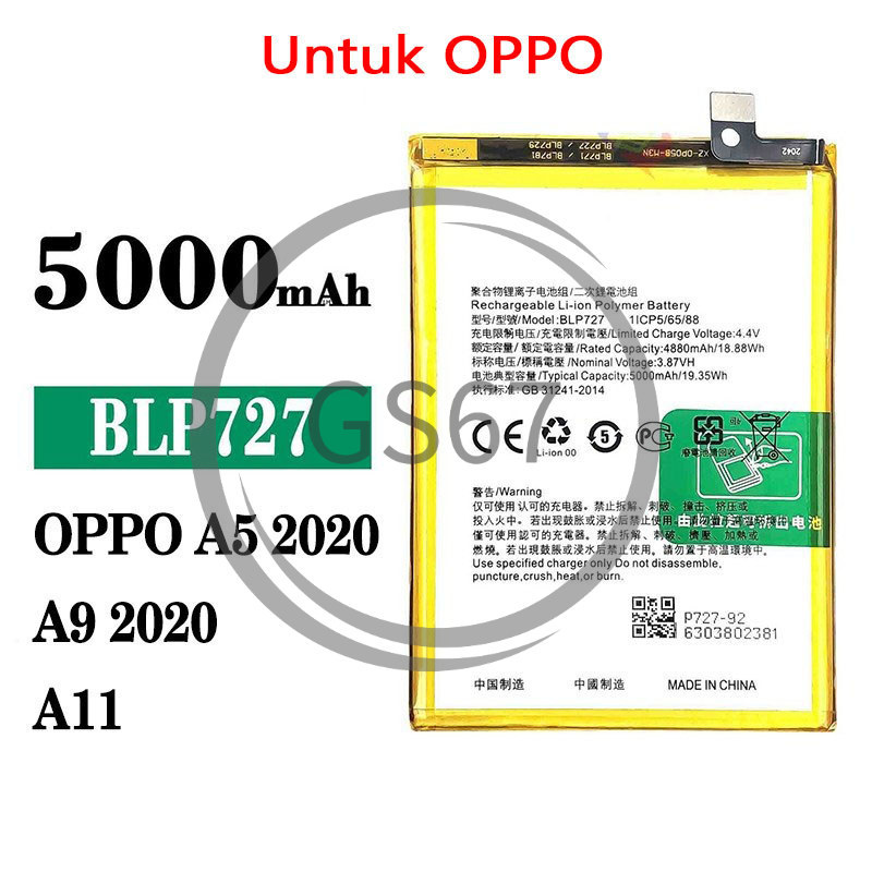 BLP727 Baterai Untuk OPPO A5 2020/A9 2020 Penggantian Baterai