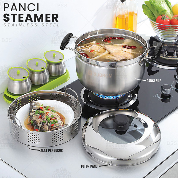 Panci Steamer Kukus 24cm 26cm 28cm Model Jepang Tinggi Tebal Stainless Steel Multifungsi BOX