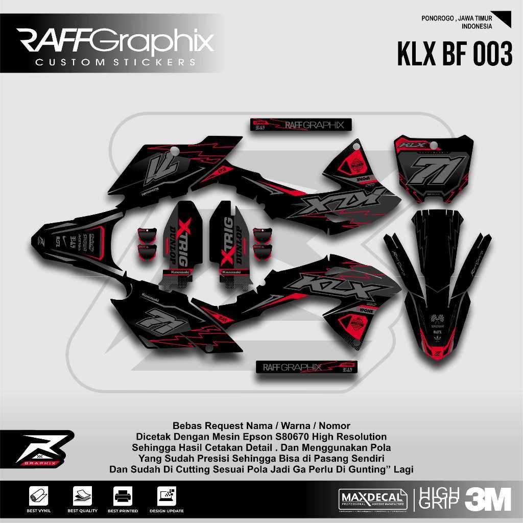 DECAL KLX BF / STICKER KLX HITAM