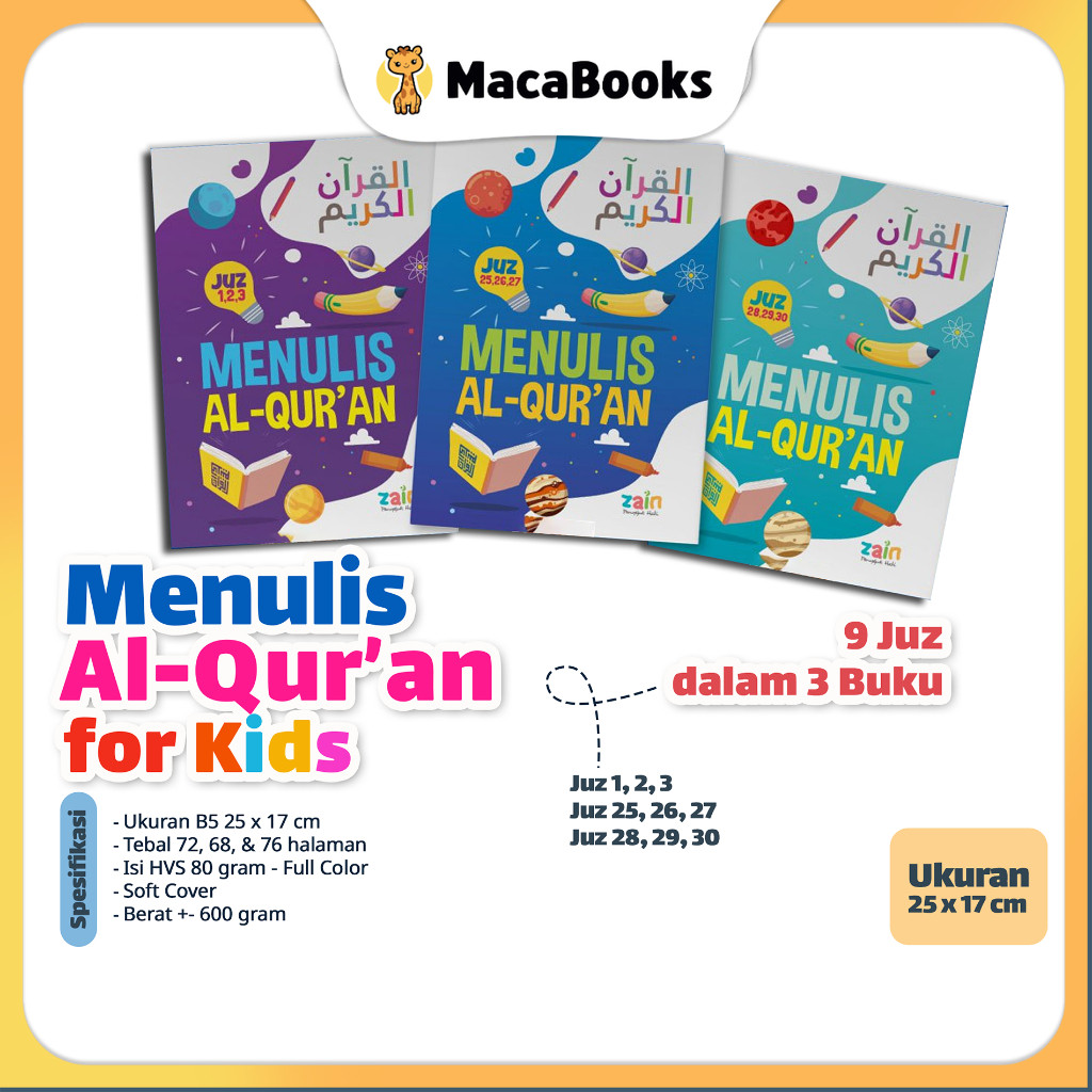 Aqwam - Buku Belajar Menulis alquran - Al Qur'an Menulis 9 Juz (Juz 1-3, 25-27, 28-30) untuk Anak