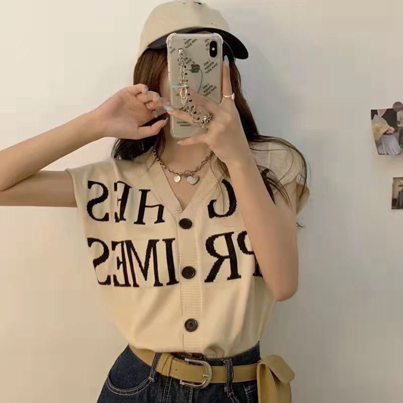 Jerry OFC - Rompi Wanita V-neck Tanpa Lengan Full Kancing Aktif / Outer Premium vest Rajut Tebal