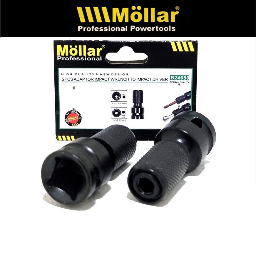 Mollar B24650 Adaptor/Adapter Impact Wrench 1/2" To Impact Driver/Mata Obeng