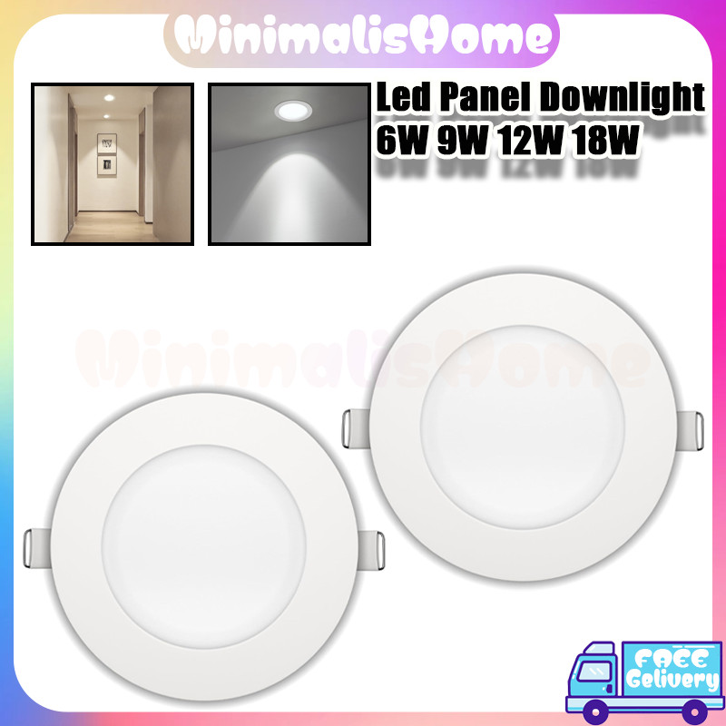 Led Panel Downlight 6W 9W 12W 18W Warna Putih/LED Downlight Inbow/Tipis Bulat Inbow Panel Light Lamp