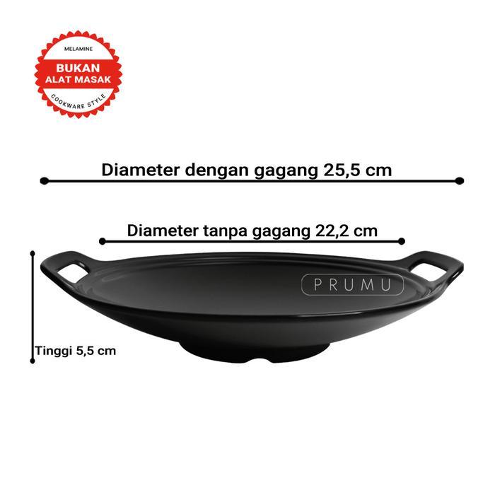 PRUMU Melamin Piring Wajan 9 inch - Piring Saji Unik - Piring Cafe Restoran - Golden Dragon P9509A -