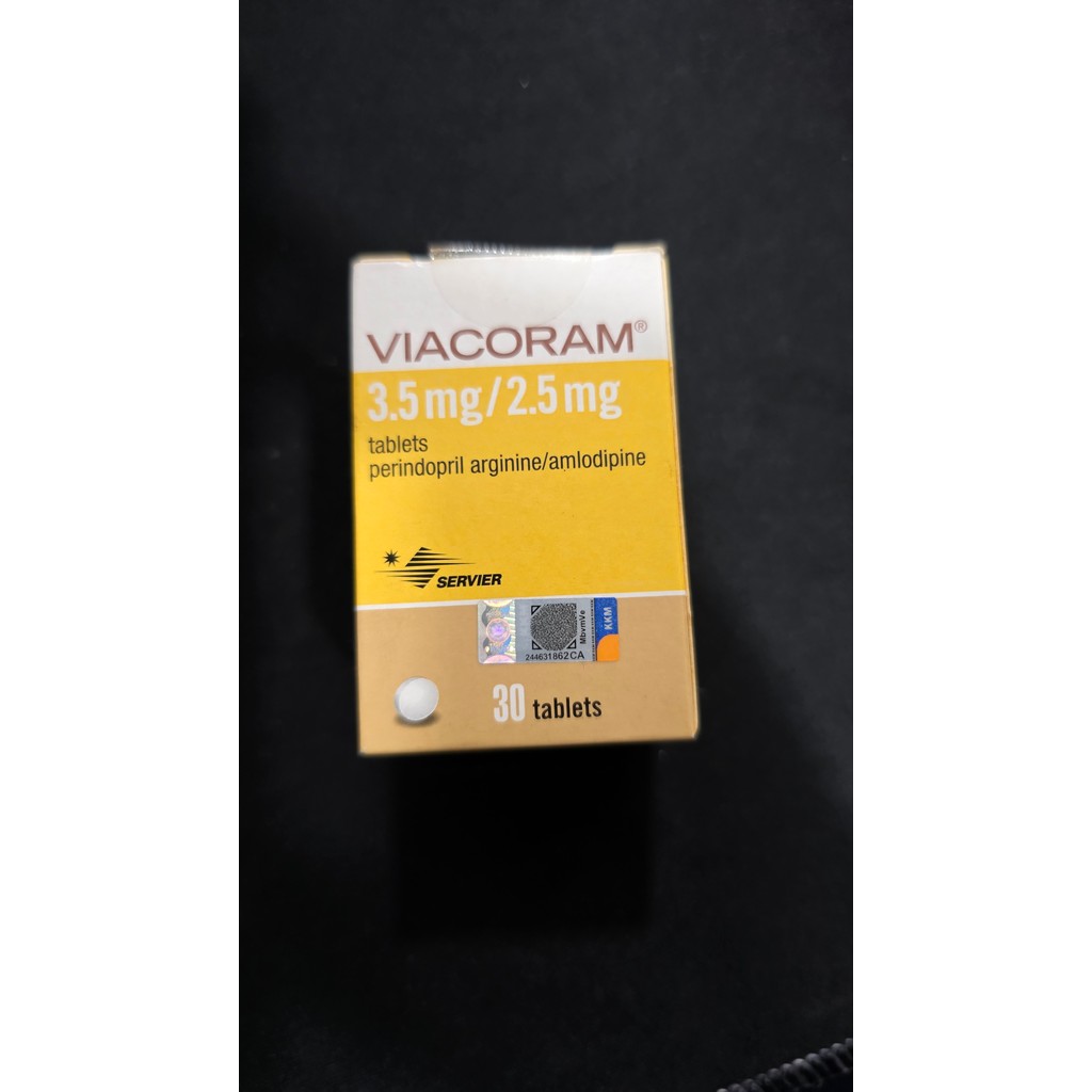 Viacoram 3.5mg / 2.5mg – Perindopril & Amlodipine – Obat Tekanan Darah Tinggi – 30 Tablet