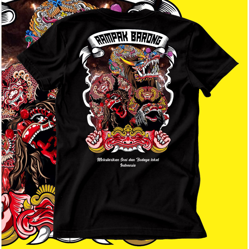 . Kaos Rampak Barong Devil Jaranan Kediri Katun  Unisek Pria Wanita Bahan Adem