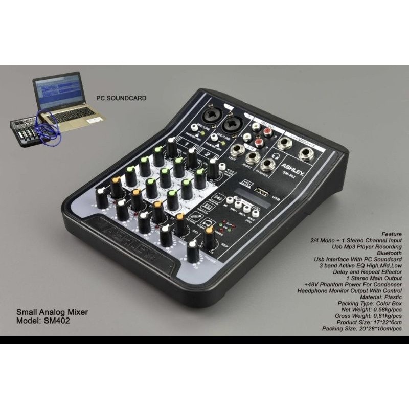 GS Mixer Ashley SM402 / SM-402 / SM 402 4 chanel ORIGINAL BLUETOOTH