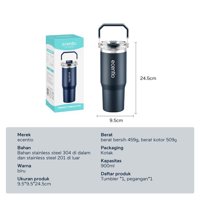 ecentio botol minum stainless steel 1200ML Termos tahan panas dingin 24 jam Kapasitas besar Outdoor 
