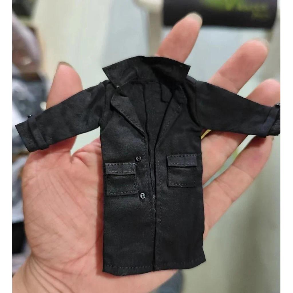 [only Coat] 1/12 Scale Clothes Long Coat Black  Model for 6" Figure