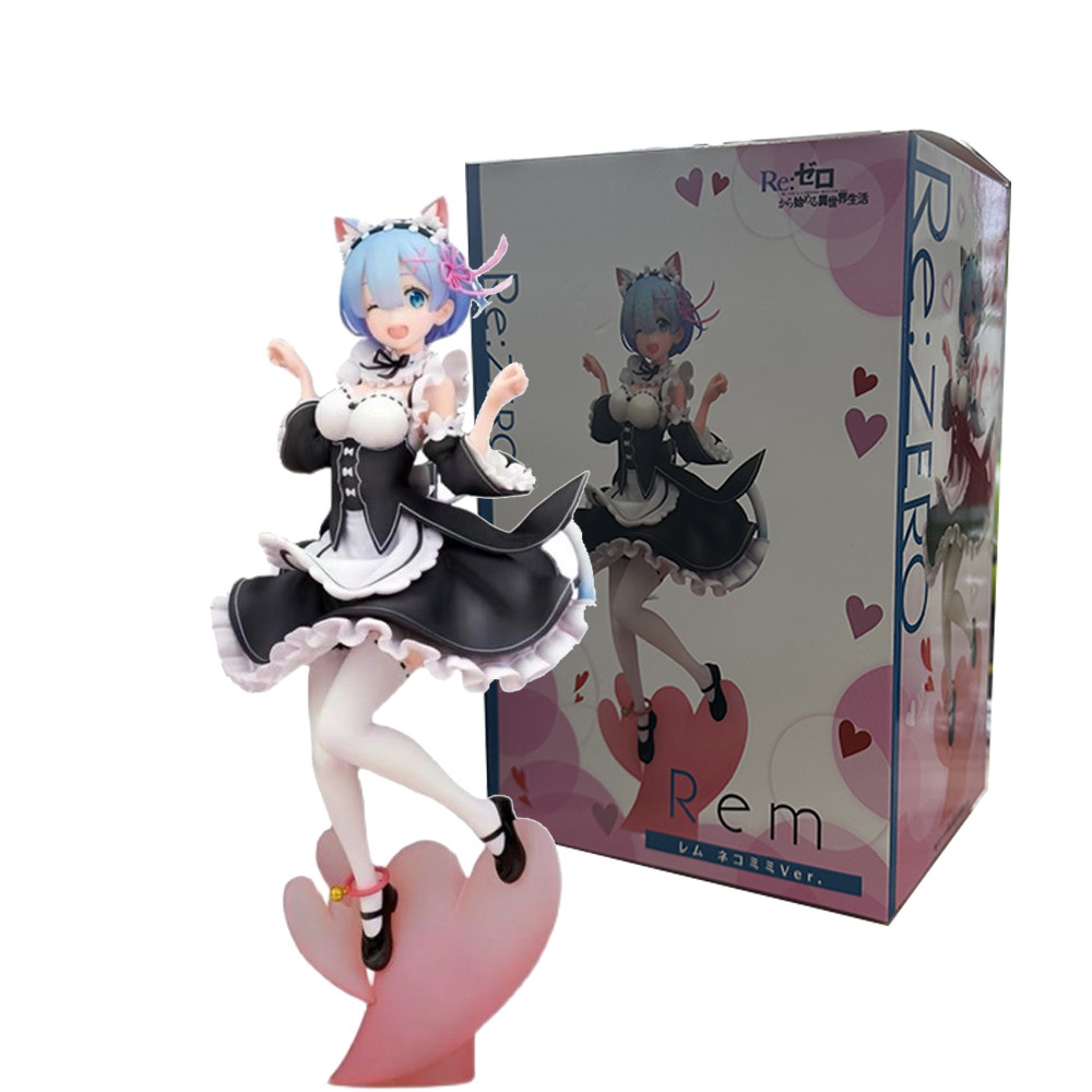 21cm Maid Blue Hair Cat ears Cute girl skirt Anime Girl Figure Action Figure Adult Collectible Model