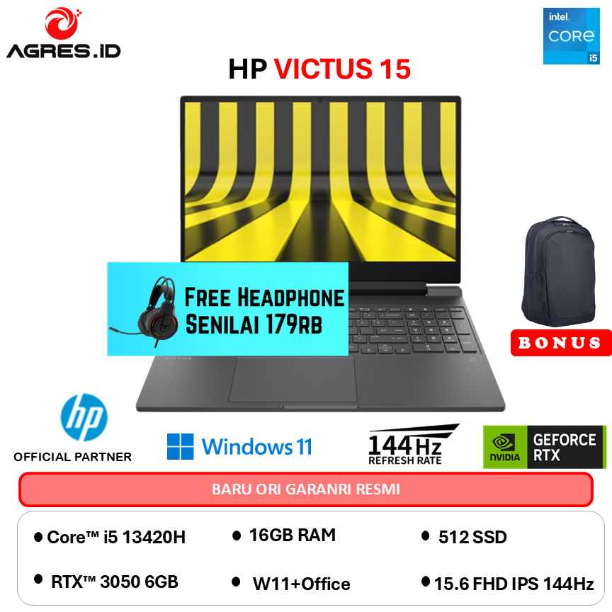 HP VICTUS 15 I5 13420H RTX4050 6GB - RAM 16GB 512GB W11+OHS 15.6FHD IPS 144HZ -FA2717TX