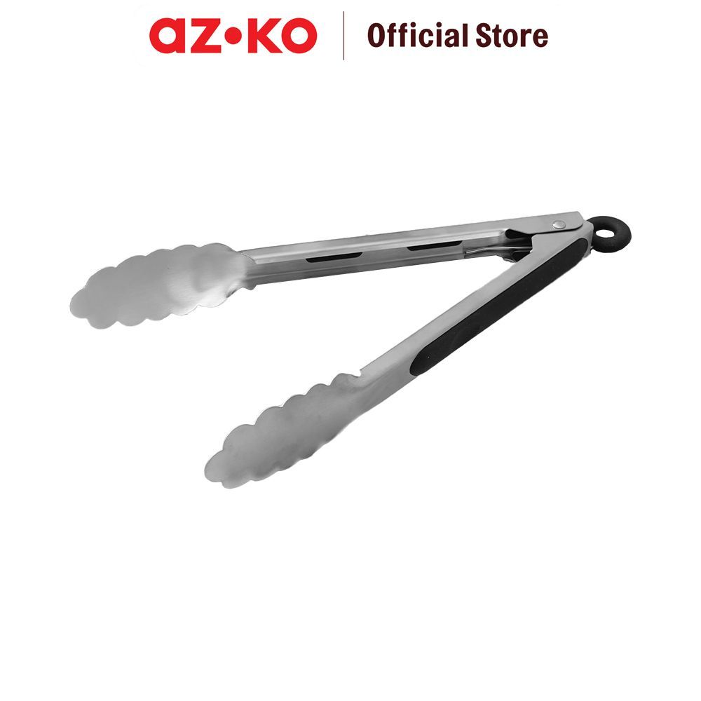 AZKO Culinart 23 cm Penjepit Makanan Stainless Steel 430 - Silver/Hitam TongsCapitan Makanan Serbagu