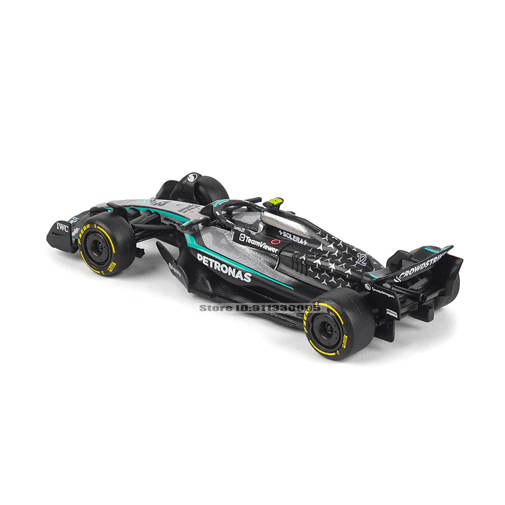 Bburago 1:64 2025 F1 Mercedes-AMG W16 #63 George Russell #12 Kimi Antonelli Alloy Car Die Cast Model