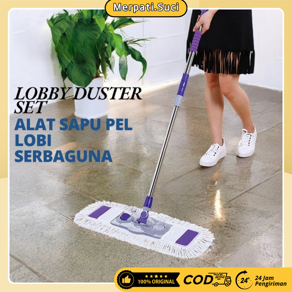 Lobby Duster 1 Set — Sapu Lobby Lebar 60 Cm Panjang 120 Cm / Tangkai Mop / Pel Putar Lebar Pel Lanta