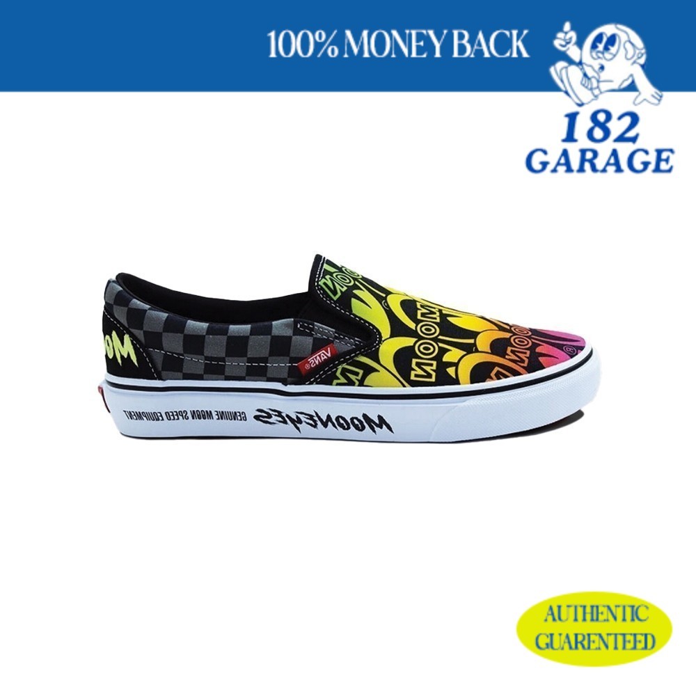 Sepatu Mooneyes X Vans Slip On White Black Green Orange VN000CP6BHG
