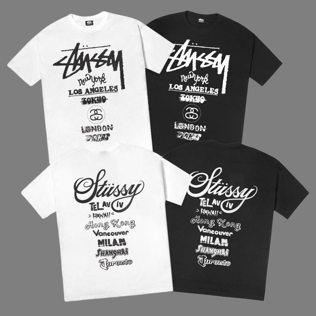 COD  Stussy World Tour T-Shirt Trendy dan fashionable