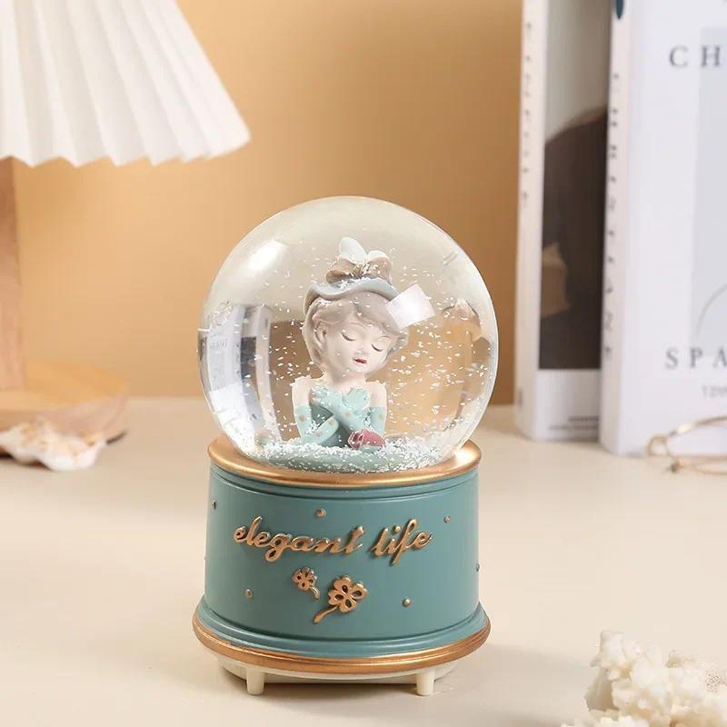 Star Lamp Dream Unicorn Princess Crystal Ball Music Box Ornaments Music Box Snow Crystal Ball Birthd