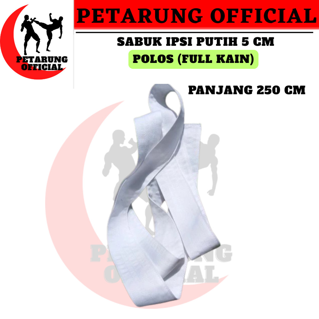 Sabuk Pencak Silat Putih Standart IPSI Bahan Kain Drill - sabuk kain putih