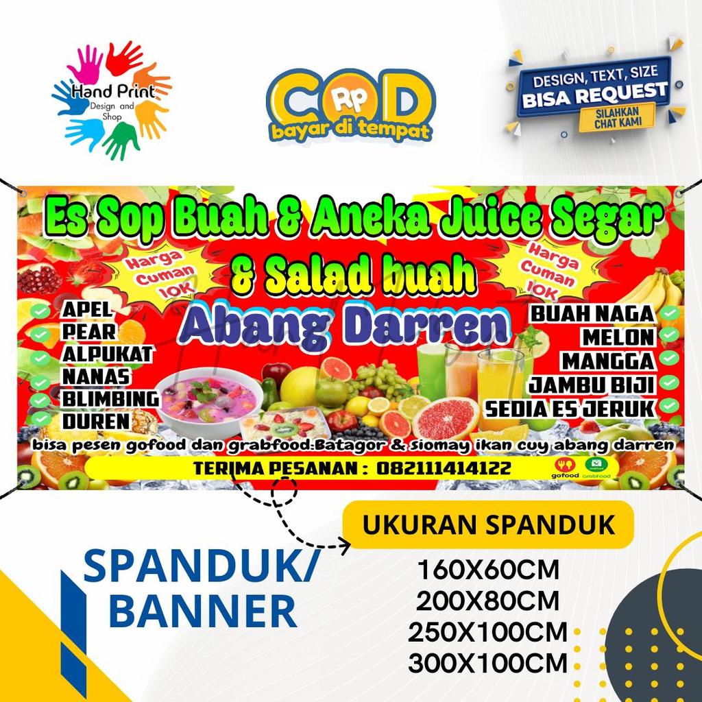 Cetak Spanduk Banner Aneka Sop Buah & Juice MMT Spanduk Custom 200x100