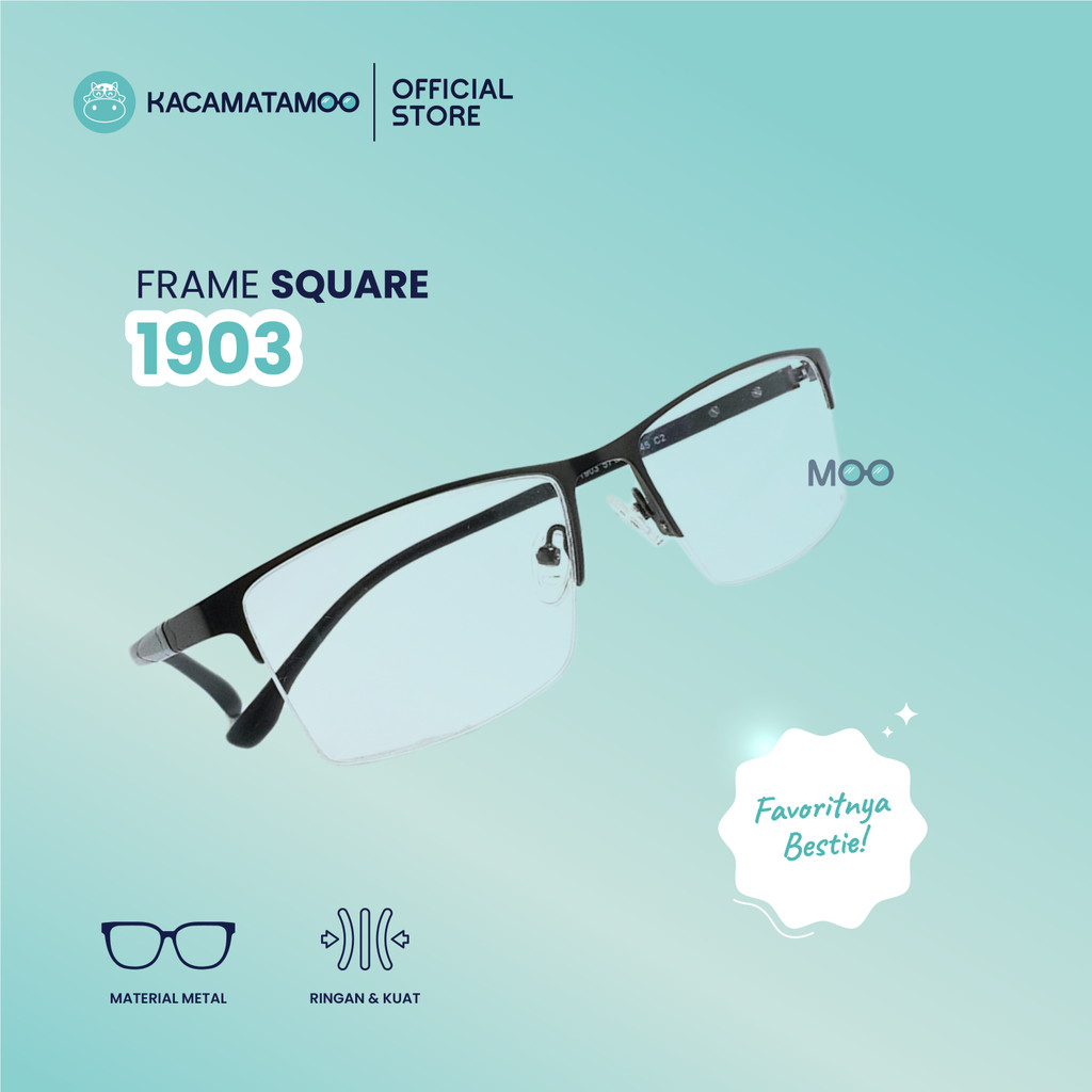 KACAMATAMOO Frame Kacamata Square Sport SQ1903 Besi | Frame Sport Pria Wanita
