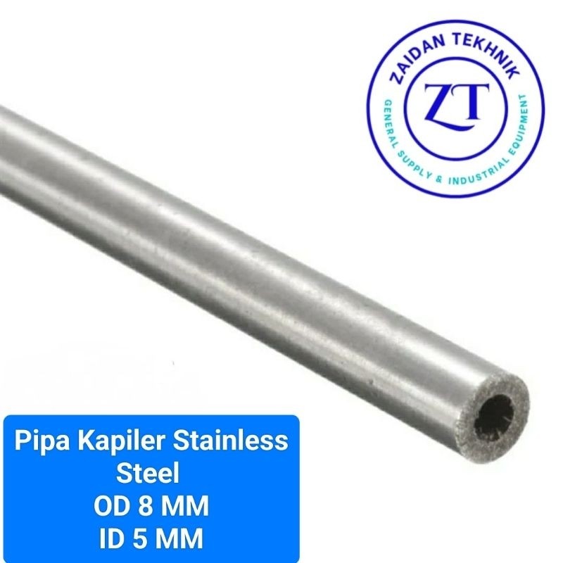 Pipa Tubing stainless Od 8 mm Id 5 mm, Pipa Kapiler Stainless SS316