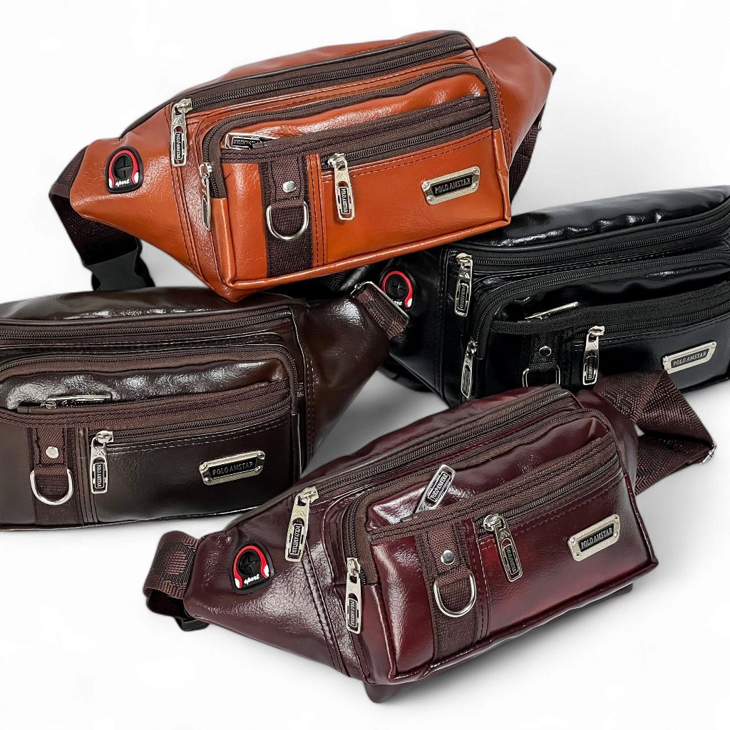 POLO AMSTAR Tas Selempang Pria Kulit Casual Waistbag Slingbag Tas Selempang Bahu Tas Pinggang Cowok