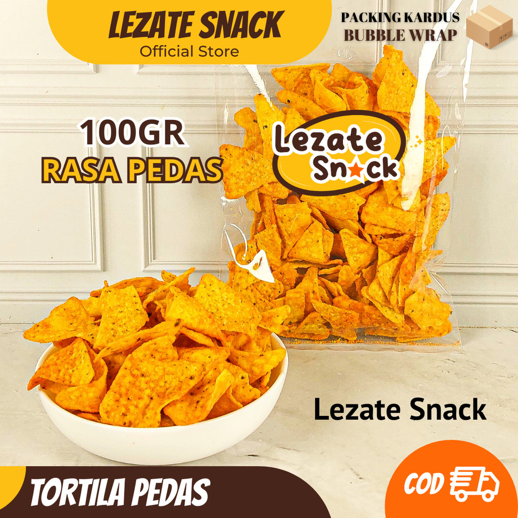 Tortila Chips Pedas 100gr Murah Gurih Renyah / Tortilla Chips Kiloan / Tortila Chip Snack / Doritos 