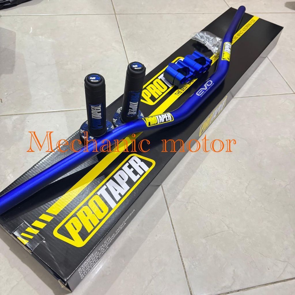Stang Fatbar Protaper Evo Warna Biru Paketan Riser Handgrip Busa Klx Crf Vixion Nmax Stang Fatbar