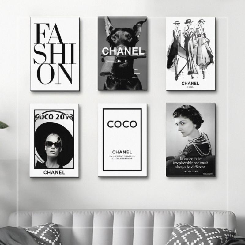 Poster  203  Hiasan kamar Aesthetic cewek Poster dinding kayu Chanel hitam putih  Hiasan