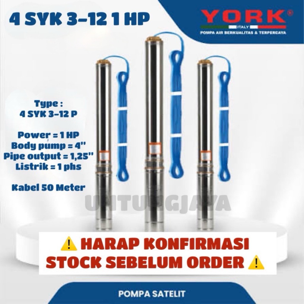 POMPA SUBMERSIBLE YORK 4 SYK 3-12 1 PHASE 1 HP // POMPA CELUP YORK 4SYK 3-12 1PHASE 1 HP // POMPA SA