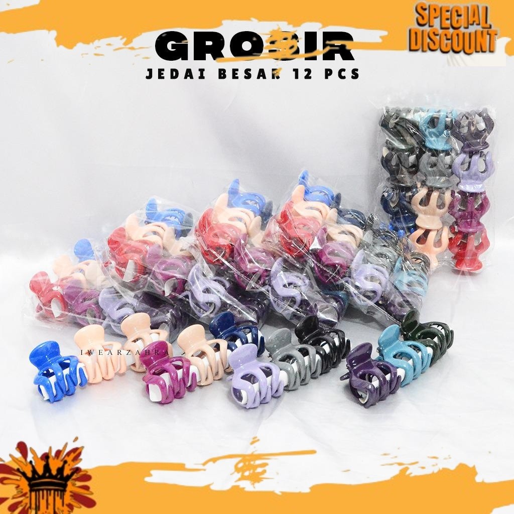 NEW [GROSIR 1 LUSIN] JEDAI RAMBUT BESAR - Jepit Rambut Jepitan Aksesoris Hair Accessories Wanita Per