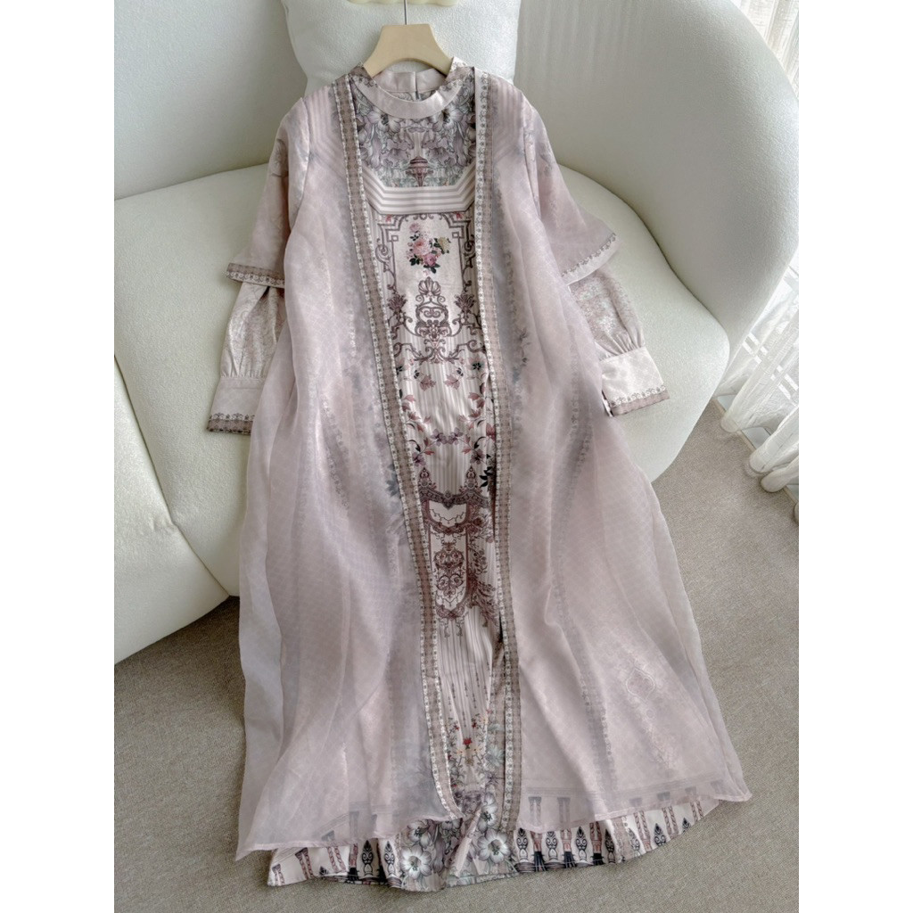 CANDY LADY Pesona Set Hijab Maxi / Gamis Sultan Lebaran Sarimbit Keluarga Dress Ramadhan Motif Premi