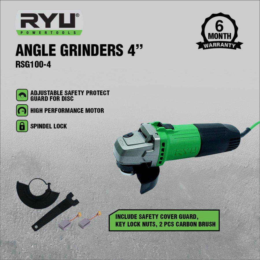 (MURAH) Mesin Gerinda Tangan RYU RSG100-4 RSG 100-4 Angle Grinder 4" 4 Inch RSG1004 RSG 1004