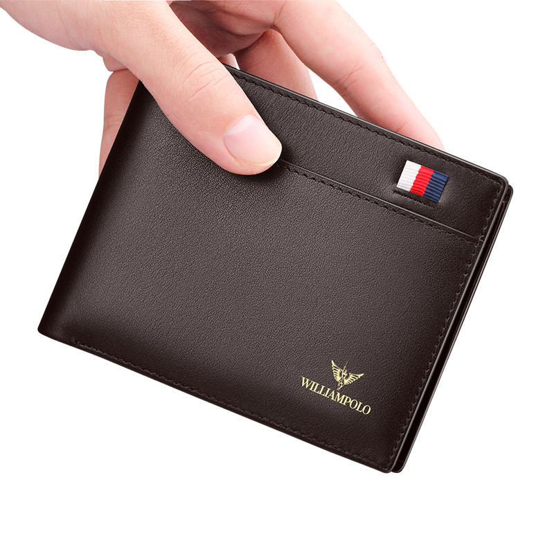 WILLIAMPOLO Men Leather Wallets Small Money Purses Design Dollar Price Top Men Thin Wallet Business 