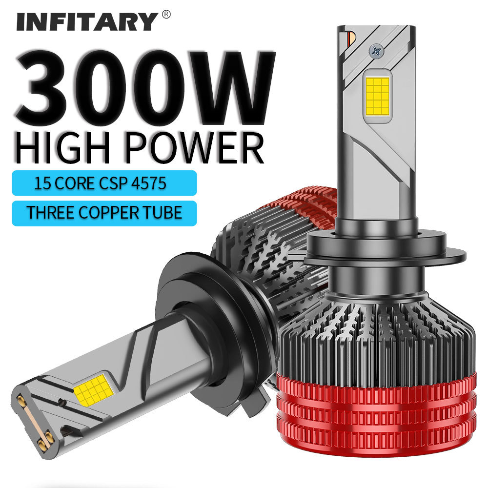 Infitary 300W H7 H4 LED Car Headlight CANBUS Lamp H8 H9 H11 HB3 9005 HB4 9006 80000LM Bulb Three Cop