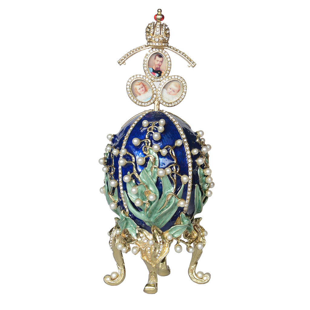 Lily of the Valley Egg Trinket Box with Photo Frames, Russian Style