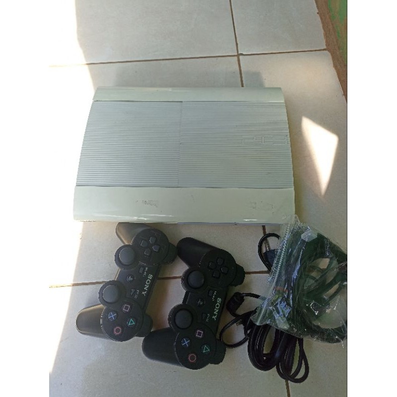 PS3 Super Slim Seken Hitam Putih Kabel Baru JURAGAN