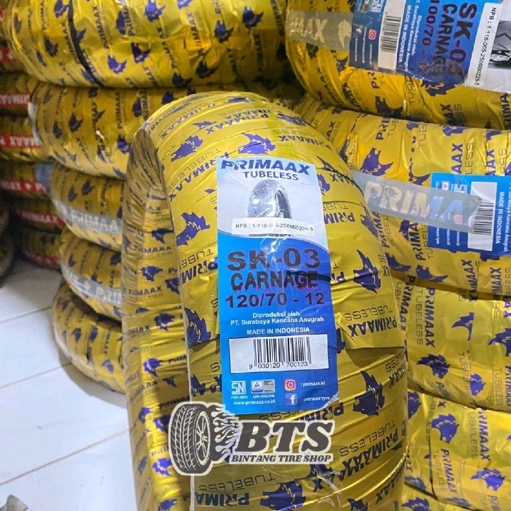 Primax 120/70-12 SK03 Carnage Ban Luar Tubles Motor Scopy Vespa Motor Listrik Ring 12