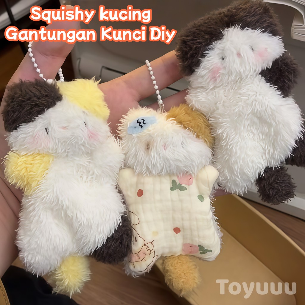 Diy Gantungan Kunci/Mainan Squishy Kucing Gantungan Kunci/Diy Craft Kit/Plushie Keychain/Barang Diy 