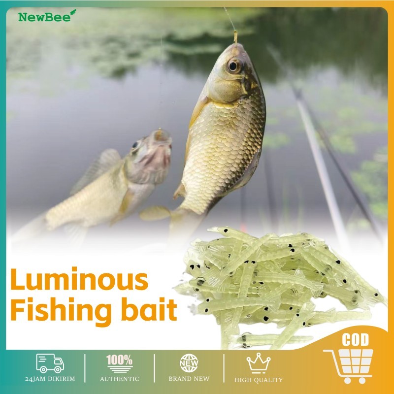 100PCS Umpan Pancing Udang Softlure Tiruan Kecil Luminous Soft Shrimp Lure Ukuran 4 CM Glowing In Th