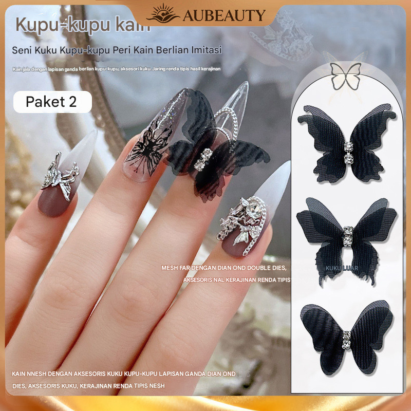 Aubeauty Aksesoris Kupu Kupu Tulle Charm Kuku Accessories Butterfly Hiasan Kuku/ Nail Payet 3D Resin