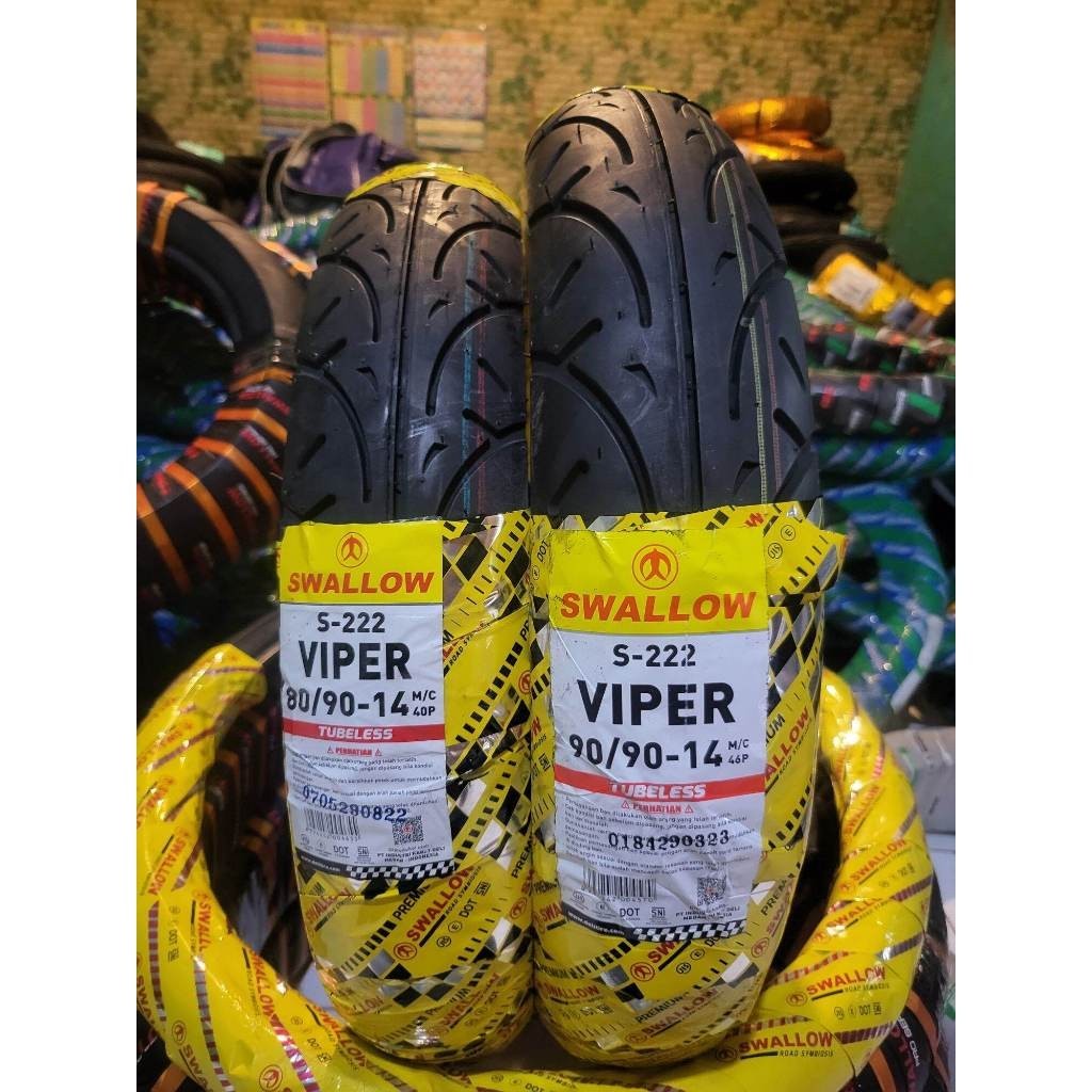 SEPASANG / SATUAN BAN MOTOR MATIC SWALLOW VIPER Ring 14 TUBELESS DEPAN BELAKANG BEAT MIO VARIO GENIO