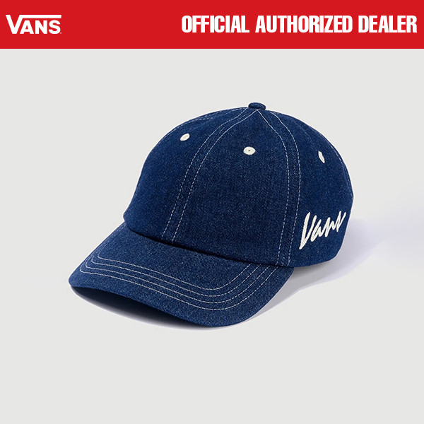 TOPI POLO CAPS CLASSIC HAT CASUAL PRIA WANITA BIRU DENIM ORIGINAL | SCRIPT CURVED DARK DENIM