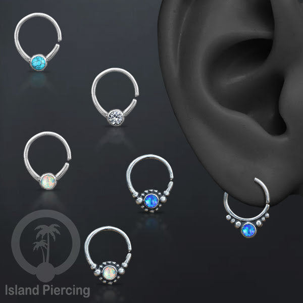 Septum Piercing Anting Perak, 925 Silver,Daith , Tragus dan Helix Piercing Batu