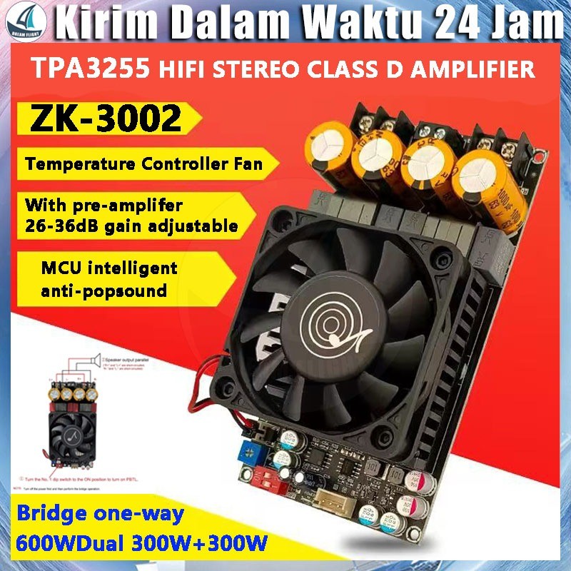 Stok Tersedia - TPA3255 Amplifier Class D Stereo 600W / ZK-3002 Amplifier Class Stereo BTL Bridge Hi