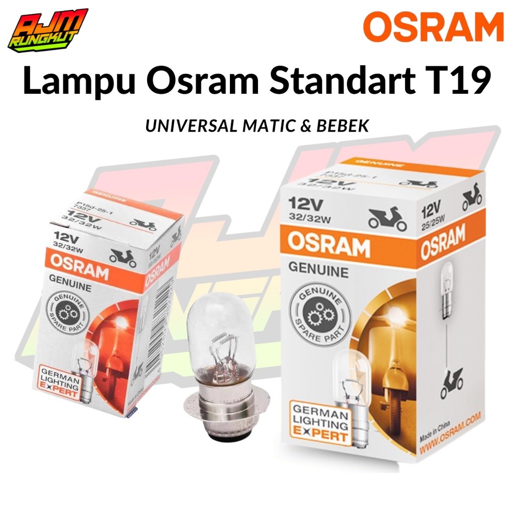 Bohlam Dop Lampu Depan Motor Osram 25 Watt 32 Watt H6/M5 12V 7335 T19 Original Osram Universal Honda