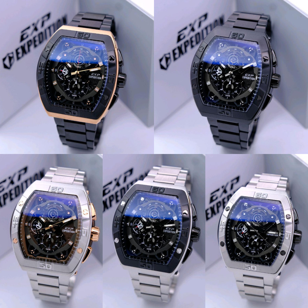 Jam Tangan Pria Expedition E 6800 E6800 EXP 6800 Original Garansi Resmi 1 Tahun - Tali Rubber